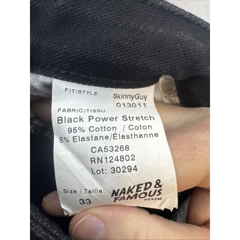 Naked & Famous SkinnyGuy Black Power Stretch Jeans 33x29 - Picture 6 of 6